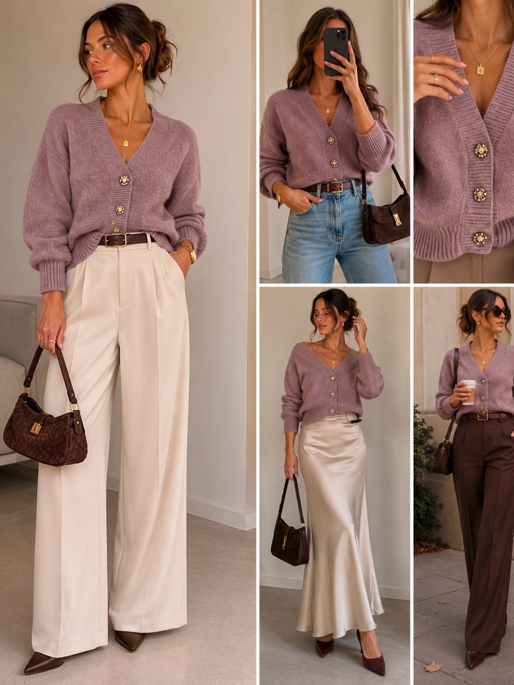 H&M lilacV-Neck Jeweled Button Cardigan